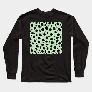 Light Green and Black Cheetah Print Animal Print Long Sleeve T-Shirt